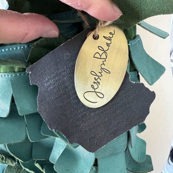 Jesslyn Blake Vintage Leather Fringe Effect Large Slouchy Leather Purse NWD - Picture 3 of 11